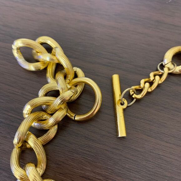 Vintage Gold-Tone Chunky Chain Necklace with Perfume Bottle, Locks & Beads Charm - Picture 5 of 6